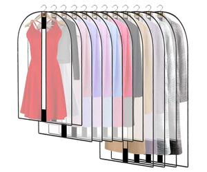 (As show, One size) 12 Pack Breathable Clothes Covers with Zip, Hanging Garment Covers Bags Dress Bag Covers Moth-Proof Mens Suit Storage Bag Dust Cover for Wardrobe Stor