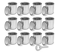 (As show, One size) 12 Pack Empty Paint Cans with Lids 0.4 Quart Tin Unlined Paint Bucket, Unlined Paint Bucket for Crafts DIY Projects