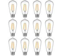 (As show, One size) 12-Pack Vintage LED Edison Light Bulb 60W Equivalent, Decorative Antique Filament Light Bulbs with 80+ CRI, Warm White 2700K, 700 Lumens, E26 Base, N