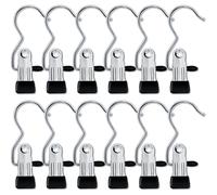 (As show, One size) 12 PCS Boot Hanger Clips, Stainless Steel Laundry Hook Hanging Clothes Portable for Home and Travel