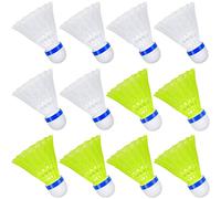 (As show, One size) 12 pcs Durable Nylon Badminton Shuttlecocks Indoor Outdoor Sport High Speed Training Badminton (White and Yellow)