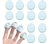(As show, One size) 12 Pieces Finger Powder Powder Makeup Mini Powder Puff Soft Powder for Foundation Concealer Cosmetic Foundation Sponge Mineral Powder Wet and Dry Make