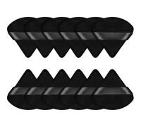 (As show, One size) 12 Puff Triangle Face Makeup Puff for Loose Powder Foundation Sponge Soft Body Cosmetics Wet Dry Mineral Powder Makeup Tool (Black)