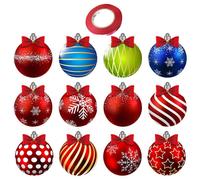 (As show, One size) 12 Sheets of Christmas Tree Hanging Balls Decorative Showcase Balls Xmas Tree Pendants