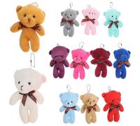 (As show, One size) 12pcs Mini Bear Toy Plush Stuffed Bear Doll for Keychain DIY Tiny Bear Doll for DIY Keychain Mixed Color