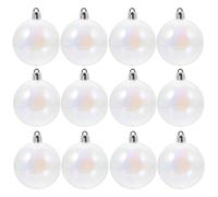 (As show, One size) 12pcs Transparent Ball Decoration Christmas Pearly Bubble Colorful Ball Xmas Decoration Ball