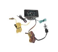 (As show, One size) 12v 24v Car 4in1 Digital Voltmeter Oil Pressure Fuel Water Temperature Monitor Alarm Gauge
