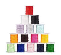 (As show, One size) 15 Colors 0.8mm Nylon Beading String Chinese Knotting Cord Nylon Kumihimo Macrame Thread Beading Cord for Macrame Friendship Bracelets Christmas Tree