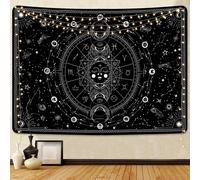 (As show, One size) 150*200cm Sun And Moon Pattern Wall Tapestry Psychedelic Decor Abstract Wall Tapestry Celestial Astrology For Bedroom Black And White