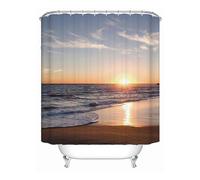 (As show, One size) 180*180 CM,Beach sunset landscape pattern,Waterproof fabric shower curtain for bathroom
