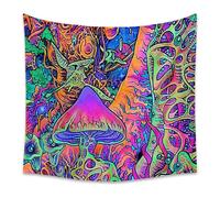 (As show, One size) 180*230CM, Wall Tapestry, Hippie Trippy Psychedelic Wall Hanging Forest Colorful Mushrooms Tapestry, Rectangular Art Decor Print Fabric for Living Roo