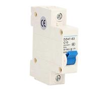 (As show, One size) 1P Miniature Circuit Breaker Residual Current Isolator DIN Rail Mount 230V 400V 10A DZ47-63 C10
