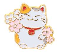 (As show, One size) 1Pc Cat Brooch Japanese Style Brooch Cartoon Fortune Cat Pin Clothing Accessory (Random Style)