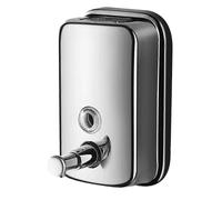 (As show, One size) 1PC Wall Mounted 304 Stainless Steel Hand Soap Dispenser Liquid Soap Dispenser Manual Liquid Shower Gel Box Hanging Dispenser (Silver, 1000ml)