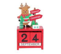 (As show, One size) 1pc Wooden Calendar Stereoscopic Countdown Block Calendar Christmas Decorations Supplies Elk Style for Festival Decor