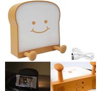 (As show, One size) 1PCS (for fun, about 11011538MM) Night lamp - Toaster - cute lamp with USB rechargeable wood Children's room (dining room)