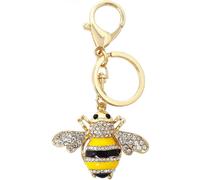 (As show, One size) 1PCS Rhinestone Little Bee Keychain Bumble Bee Sparkling Keyring Animal Key Chain Decor in A Box for Bag Purse Wallet