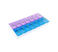 (As show, One size) 1Pcs Weekly Pill Organizer Box With Snap Lids 7 Day Medication For Morning And Night14.5*7*2.5CM