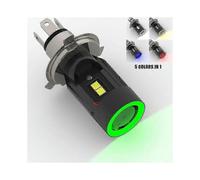 (As show, One size) 1x Five Color Angel Eye Led H4 Car Headlight Hi-low Bulb Hs1 P43t Motorcycle Auto Plug&play Scooter Lamp White 6000k 12/24v