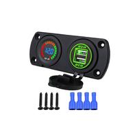 (As show, One size) 2 Hole Panel 4.2A Dual USB Charger Waterproof 12V DC Voltmeter Colorful Screen LED Digital Display for Auto Car Truck ATV Boat
