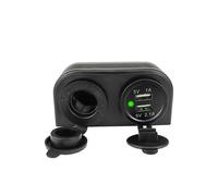 (As show, One size) 2 Holes Tent Base Cigarette Lighter Socket 3.1A Dual USB Car Charger for Car Motorcycle Boat Marine ATV RV