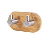 (As show, One size) 2 Hooks Adhesive Hook, Wall Hooks for Bathroom Towel Holder Hooks Kitchen Bedroom Stick Hook, Bamboo and Stainless Steel