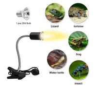 (As show, One size) 2 Pack 1* UVA UVB 25W Bulbs+1*Lamp Body, Reptile Lamp Heated Tortoise Lamp with Long Base 360 Rotation for Reptiles and Amphibians