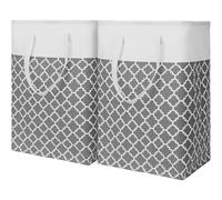 (As show, One size) 2 Pack 80L Laundry Hamper (Gray) with Long Reinforced Handles, Freestanding Waterproof Storage Hamper, Collapsible Laundry Hamper for Bedroom, Bathroo