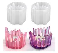 (As show, One size) 2 Pack Crystal Cluster Tea Light Candle Holder Mold, Candle Holder Silicone Mold for Resin, Silicone Mold for Candle Holder Jewelry Trinket Dish/Holde