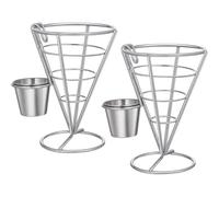 (As show, One size) 2 Pack French Fries Stand or Buffet Snack Cone Holder, French Fries Baskets, Fry Cones, Chicken, French Fries Food Display Stand
