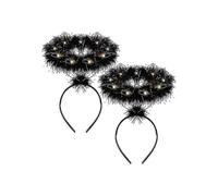 (As show, One size) 2 Pack Light Up Angel Halo Headband Led Feather Headband Angel Halo Headband For Christmas, Angel Costumes Led, Black