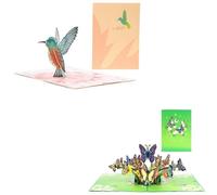 (As show, One size) 2 Pack Lovely Hummingbird Butterfly Pop Up Card, 13x18cm - 3D Greeting Card, Cards for Mom, Thinking of You, Love Card