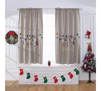 (As show, One size) 2 pcs Christmas Shower Curtains 130X180CM Red Curtain,Snow Forest Bath Curtains with Hooks,Extra Long Waterproof Polyester Anti Mold Bathroom DecorD)