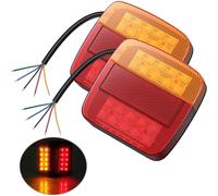 (As show, One size) 2 PCS LED Tail Light Light Red & Amber & White Multifunctional Trailer Truck Caravan Van Boat Lamp License Light Light, 12V