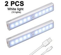 (As show, One size) 2 Pcs Portable Closet Lights Wireless 10 Led Under Cabinet Lighting Motion Sensor Activated Build In Rechargeable