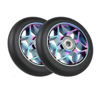 (As show, One size) 2 Pcs Scooter Accessories 110mm Scooter Wheels Colorful Pu Wheels Thick Stunt Car Wheels with Beari