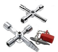 (As show, One size) 2 Pieces 4 Way Multi-Function Wrench, Multi-Function Utility Wrench, Universal Cross Wrench, for Multi-Function Wrench for Water, Electricity, Electri