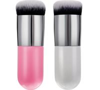 (As show, One size) 2 Pieces Foundation Brush Chubby Makeup Brush Kabuki Makeup Brush Travel Powder Brush for Blending Liquid, Cream or Flaw