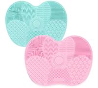 (As show, One size) 2 Pieces Silicone Makeup Brush Cleaning Mat with Suction Cup, Makeup Brush Scrubber Pad Cosmetic Brushes Cleaner Portable Scrubber Wash Tool