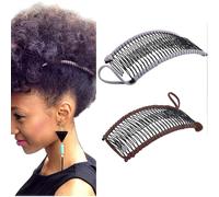 (As show, One size) 2 Pieces Vintage Banana Hair Clips Hair Accessory Stretchy 30 Teeth Banana Comb Clip for Naturally Curly Kinky Wavy Thick Hair (Dark Brown/Gray)