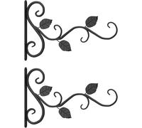 (As show, One size) 2 Pieces Wrought Iron Garden Wall Brackets, Hanging Basket Brackets Plant Hook, Wall Hanging Brackets Hooks, for Plant Basket Flower Pots Lanterns