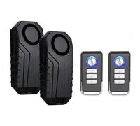 (As show, One size) 2 Set Wireless Bike Anti-theft Alarm Security Vibration Motion Sensor with Remote Control for Bike Motorcycle Vehicle Scooter 113dB IP55 Waterproof