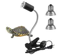 (As show, One size) 2 UVA UVB Bulbs 25W and 50W, Reptile Lamp Heating Terrestrial Turtle Lamp with Long Base 360 Rotation for Reptiles and Amphibians