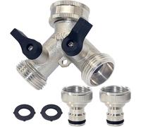 (As show, One size) 2-Way Y-Distributor, 2-Way Y-Distributor for Hose with 2 Pieces 3/4" Hose Fitting Adapter