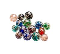 (As show, One size) 20 Pcs 12MM Fluorescent Glass Beads Big Hole Charms DIY Round Glass Beads Strands for Jewelry Craft Making Mixed Colors
