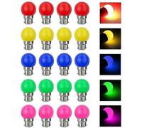 (As show, One size) 20 Pcs LED Bulb Color B22 3W Equivalent 30W 240LM B22 Bayonet Bulbs Garland Color LED Multicolor Bulbs for Home Bar Party