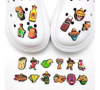 (As show, One size) 20 pcs mexican food collection fun diy cavern shoes flower shoe buckle croc garden shoe decorations