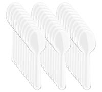 (As show, One size) 200Pcs Disposable Plastic Spoons Plastic Tableware Cutlery Clear Teaspoon Disposable Utensils for Dessert Ice Cream