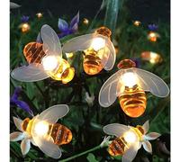 (As show, One size) 20led Solar String Lights Outdoor Waterproof Simulation Honey Bees Decor for Garden Christmas Decorations Warm White