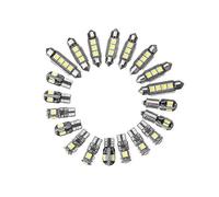 (As show, One size) 20pcs Car Led Bulbs Interior Kit Dome Trunk Door Plate Light Super Canbus Error Free Interior Lamp